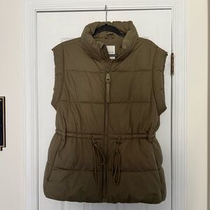 Quilted Puffer Vest in Olive Green